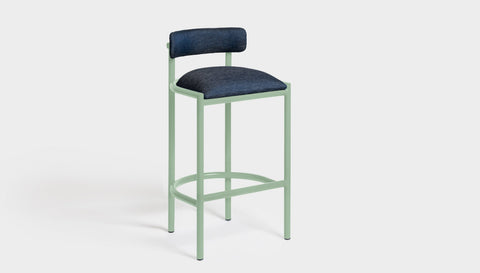 reddie-raw bar stool 50W x 46D x 96H *cm (75H seat height crushed) / Metal~Mint / Fabric~Davano Cobalt Cinta Bar Stool - Metal