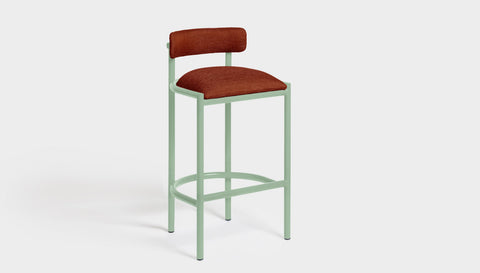 reddie-raw bar stool 50W x 46D x 96H *cm (75H seat height crushed) / Metal~Mint / Fabric~Davano Sangria Cinta Bar Stool - Metal