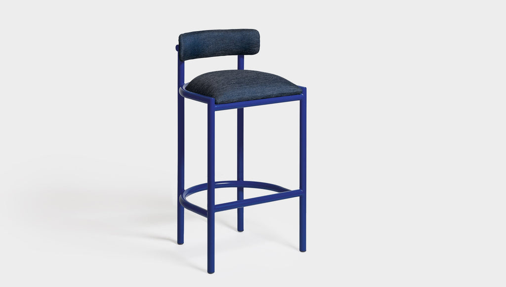 reddie-raw bar stool 50W x 46D x 96H *cm (75H seat height crushed) / Metal~Navy / Fabric~Davano Cobalt Cinta Bar Stool - Metal