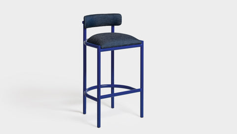 reddie-raw bar stool 50W x 46D x 96H *cm (75H seat height crushed) / Metal~Navy / Fabric~Davano Cobalt Cinta Bar Stool - Metal