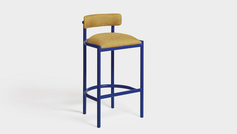 reddie-raw bar stool 50W x 46D x 96H *cm (75H seat height crushed) / Metal~Navy / Fabric~Davano Golden Cinta Bar Stool - Metal