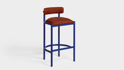 reddie-raw bar stool 50W x 46D x 96H *cm (75H seat height crushed) / Metal~Navy / Fabric~Davano Sangria Cinta Bar Stool - Metal