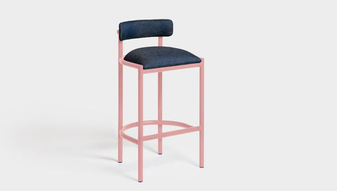 reddie-raw bar stool 50W x 46D x 96H *cm (75H seat height crushed) / Metal~Pink / Fabric~Davano Cobalt Cinta Bar Stool - Metal