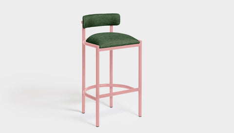 reddie-raw bar stool 50W x 46D x 96H *cm (75H seat height crushed) / Metal~Pink / Fabric~Davano Green Cinta Bar Stool - Metal