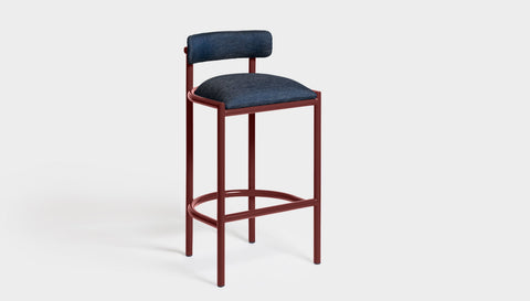 reddie-raw bar stool 50W x 46D x 96H *cm (75H seat height crushed) / Metal~Rust / Fabric~Davano Cobalt Cinta Bar Stool - Metal