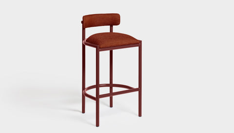reddie-raw bar stool 50W x 46D x 96H *cm (75H seat height crushed) / Metal~Rust / Fabric~Davano Sangria Cinta Bar Stool - Metal