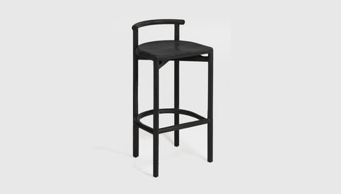 reddie-raw stool 45W x 43D x 87H *cm (75H seat height BAR HEIGHT) / Solid Reclaimed Teak Wood~Black Cinta cafe bar stool wood