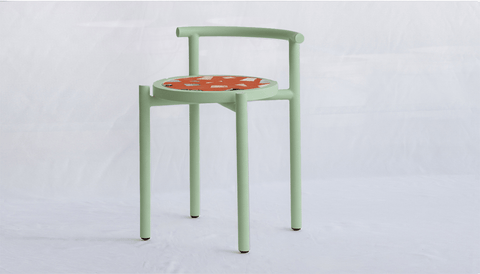 reddie-raw stool 43W x 43D x 59H *cm (45 seat height) / COMBO~Clay / Metal~Mint Cinta Cafe Stool