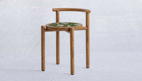 reddie-raw stool 43W x 43D x 59H *cm (45 seat height) / COMBO~Eucalyptus / Solid Reclaimed Teak Wood~Natural Cinta Cafe Stool
