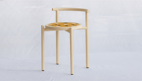 reddie-raw stool 43W x 43D x 59H *cm (45 seat height) / COMBO~Ochre / Metal~Cream Cinta Cafe Stool