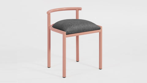 reddie-raw dining chair 50W x 48D x 72H *cm (45H seat height crushed) / Fabric~Davano Iron Stone / Metal~Pink Cinta cafe stool