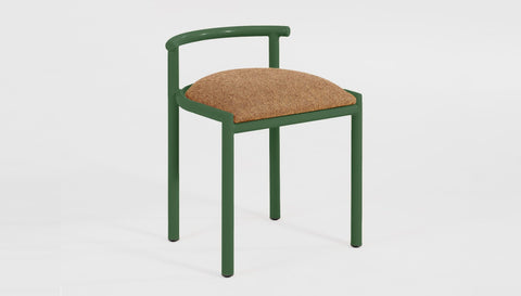 reddie-raw stool 45W x 43D x 59H *cm (46 seat height crushed) / 100% Wool Fabric~Textile 23 413  orange stripe / Metal~Green Cinta Cafe Stool - Metal