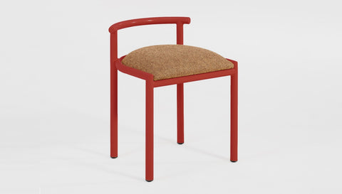 reddie-raw stool 45W x 43D x 59H *cm (46 seat height crushed) / 100% Wool Fabric~Textile 23 413  orange stripe / Metal~Red Cinta Cafe Stool - Metal