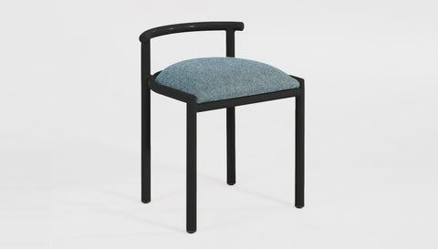 reddie-raw stool 45W x 43D x 59H *cm (46 seat height crushed) / 100% Wool Fabric~Textile 23 484 blue stripe / Metal~Black Cinta Cafe Stool - Metal