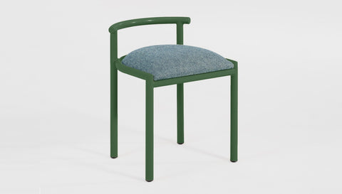 reddie-raw stool 45W x 43D x 59H *cm (46 seat height crushed) / 100% Wool Fabric~Textile 23 484 blue stripe / Metal~Green Cinta Cafe Stool - Metal