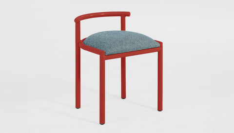reddie-raw stool 45W x 43D x 59H *cm (46 seat height crushed) / 100% Wool Fabric~Textile 23 484 blue stripe / Metal~Red Cinta Cafe Stool - Metal