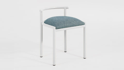 reddie-raw stool 45W x 43D x 59H *cm (46 seat height crushed) / 100% Wool Fabric~Textile 23 484 blue stripe / Metal~White Cinta Cafe Stool - Metal