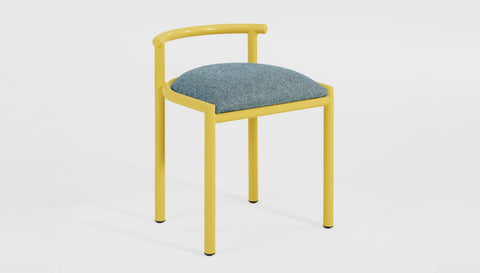 reddie-raw stool 45W x 43D x 59H *cm (46 seat height crushed) / 100% Wool Fabric~Textile 23 484 blue stripe / Metal~Yellow Cinta Cafe Stool - Metal