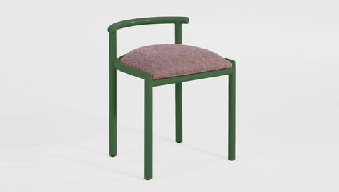 reddie-raw stool 45W x 43D x 59H *cm (46 seat height crushed) / 100% Wool Fabric~Textile 23 489 pink stripe / Metal~Green Cinta Cafe Stool - Metal