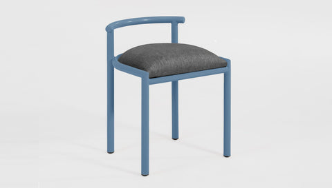 reddie-raw stool 45W x 43D x 59H *cm (46 seat height crushed) / Fabric~Davano Iron Stone / Metal~Blue Cinta Cafe Stool - Metal