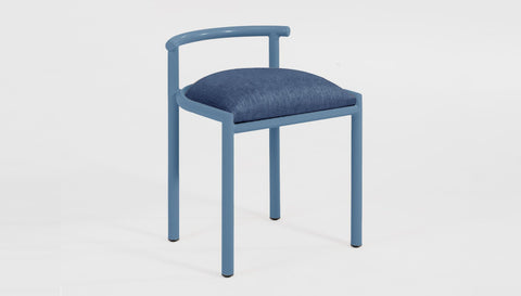 reddie-raw dining chair 50W x 48D x 72H *cm (45H seat height crushed) / Fabric~Davano Navy / Metal~Blue Cinta cafe stool metal