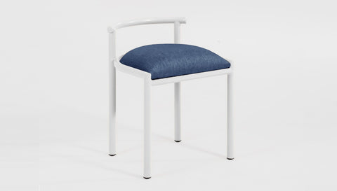 reddie-raw dining chair 50W x 48D x 72H *cm (45H seat height crushed) / Fabric~Davano Navy / Metal~White Cinta cafe stool metal