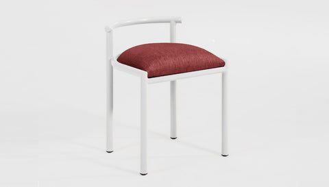 reddie-raw dining chair 50W x 48D x 72H *cm (45H seat height crushed) / Fabric~Davano Sangria / Metal~White Cinta cafe stool metal
