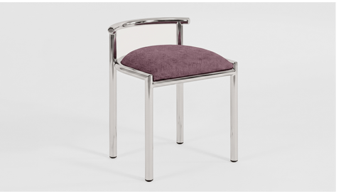 reddie-raw stool 45W x 43D x 59H *cm (46 seat height crushed) / 100% Wool Fabric~Textile 23 489 pink stripe / Metal~Stainless Steel Cinta Cafe Stool - Stainless