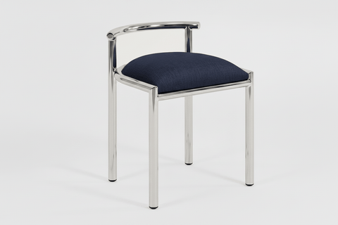 reddie-raw stool 45W x 43D x 59H *cm (46 seat height crushed) / Fabric~Davano Cobalt / Metal~Stainless Steel Cinta Cafe Stool - Stainless