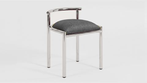 reddie-raw stool 45W x 43D x 59H *cm (46 seat height crushed) / Fabric~Davano Iron Stone / Metal~Stainless Steel Cinta Cafe Stool - Stainless