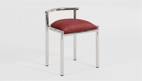 reddie-raw stool 45W x 43D x 59H *cm (46 seat height crushed) / Fabric~Davano Sangria / Metal~Stainless Steel Cinta Cafe Stool - Stainless