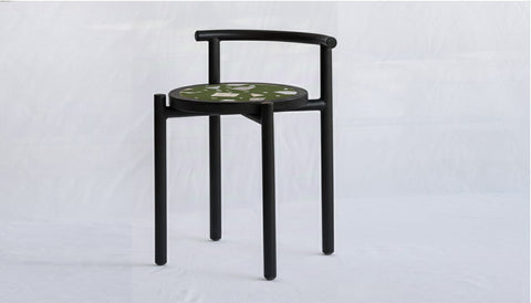 reddie-raw stool 45W x 43D x 59H *cm (45 seat height) / Collab~Green / Metal~Black Cinta COLLAB