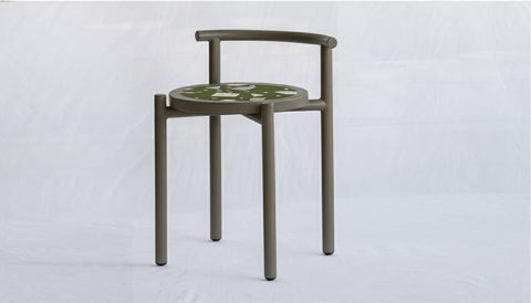 reddie-raw stool 45W x 43D x 59H *cm (45 seat height) / Collab~Green / Metal~Grey Cinta COLLAB