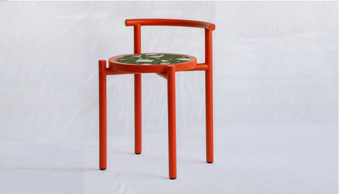 reddie-raw stool 45W x 43D x 59H *cm (45 seat height) / Collab~Green / Metal~Red Cinta COLLAB
