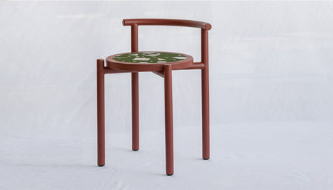 reddie-raw stool 45W x 43D x 59H *cm (45 seat height) / Collab~Green / Metal~Rust Cinta COLLAB