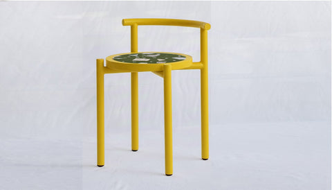 reddie-raw stool 45W x 43D x 59H *cm (45 seat height) / Collab~Green / Metal~Yellow Cinta COLLAB