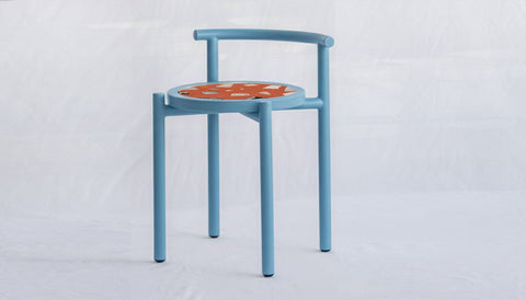 reddie-raw stool 45W x 43D x 59H *cm (45 seat height) / Collab~Pink / Metal~Blue Cinta COLLAB