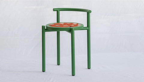 reddie-raw stool 45W x 43D x 59H *cm (45 seat height) / Collab~Pink / Metal~Green Cinta COLLAB