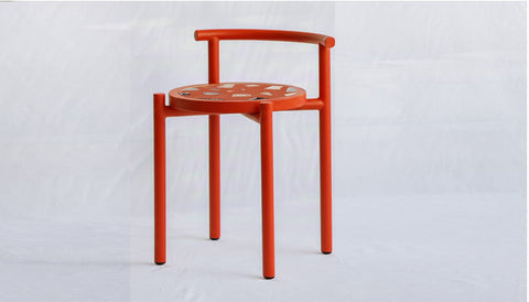 reddie-raw stool 45W x 43D x 59H *cm (45 seat height) / Collab~Pink / Metal~Red Cinta COLLAB