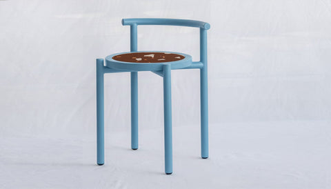 reddie-raw stool 45W x 43D x 59H *cm (45 seat height) / Collab~Rust / Metal~Blue Cinta COLLAB