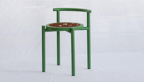reddie-raw stool 45W x 43D x 59H *cm (45 seat height) / Collab~Rust / Metal~Green Cinta COLLAB