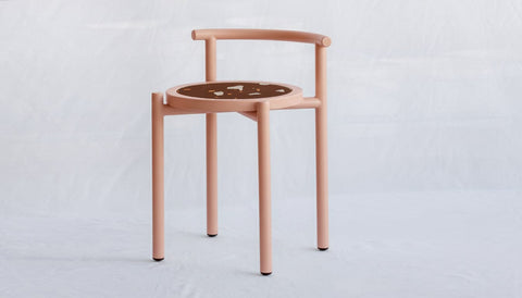 reddie-raw stool 45W x 43D x 59H *cm (45 seat height) / Collab~Rust / Metal~Pink Cinta COLLAB