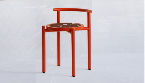 reddie-raw stool 45W x 43D x 59H *cm (45 seat height) / Collab~Rust / Metal~Red Cinta COLLAB
