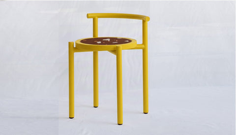 reddie-raw stool 45W x 43D x 59H *cm (45 seat height) / Collab~Rust / Metal~Yellow Cinta COLLAB