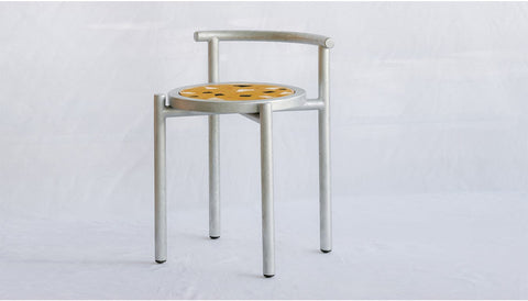 reddie-raw stool 45W x 43D x 59H *cm (45 seat height) / Collab~Yellow / Metal~Galvanised Cinta COLLAB