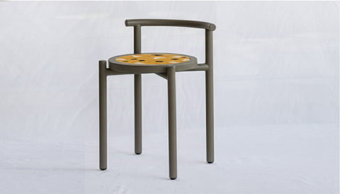 reddie-raw stool 45W x 43D x 59H *cm (45 seat height) / Collab~Yellow / Metal~Grey Cinta COLLAB