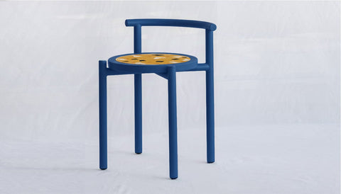 reddie-raw stool 45W x 43D x 59H *cm (45 seat height) / Collab~Yellow / Metal~Navy Cinta COLLAB