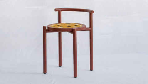 reddie-raw stool 45W x 43D x 59H *cm (45 seat height) / Collab~Yellow / Metal~Rust Cinta COLLAB