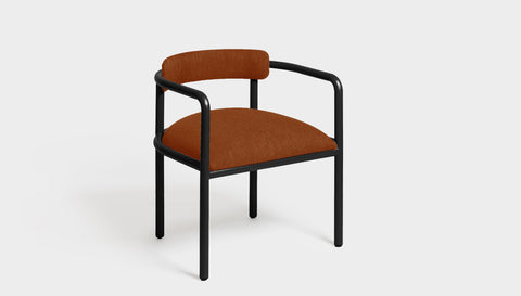 reddie-raw dining chair 61W x 56D x 69H *cm (45H seat height crushed) / Metal~Black / Fabric~Blush Rust Cinta metal arm chair