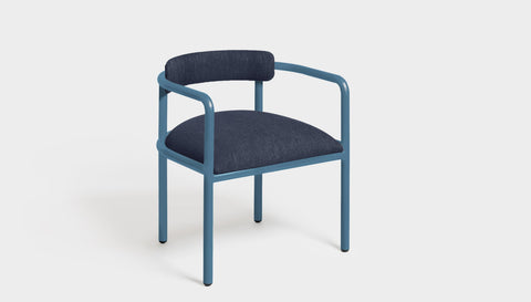 reddie-raw dining chair 61W x 56D x 69H *cm (45H seat height crushed) / Metal~Blue / Fabric~Blush Navy Cinta metal arm chair